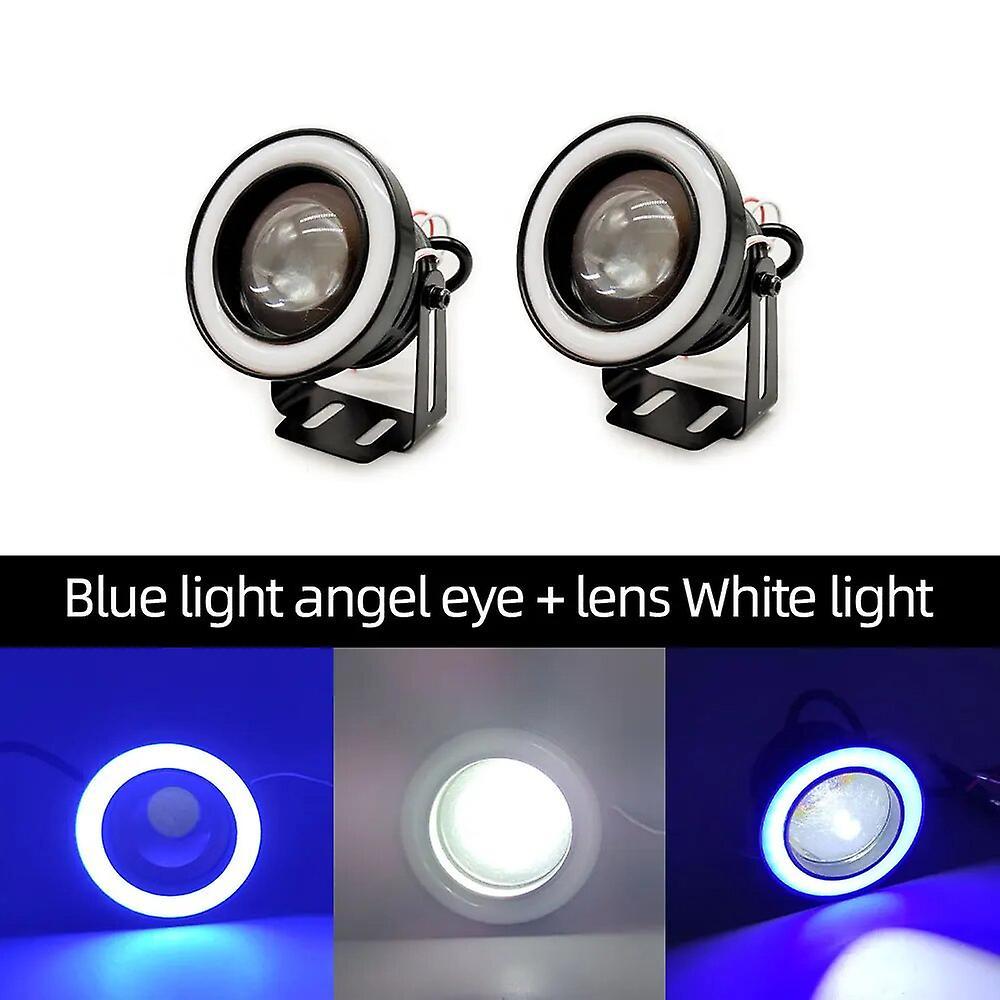 Scitoo 2Pcs COB LED Headlight Angel Eyes Bulb Waterproof Car Daytime Running Driving Lights Auto Fog Lamp 64mm 76mm 89mm Universal 12V Blue Ring 3....