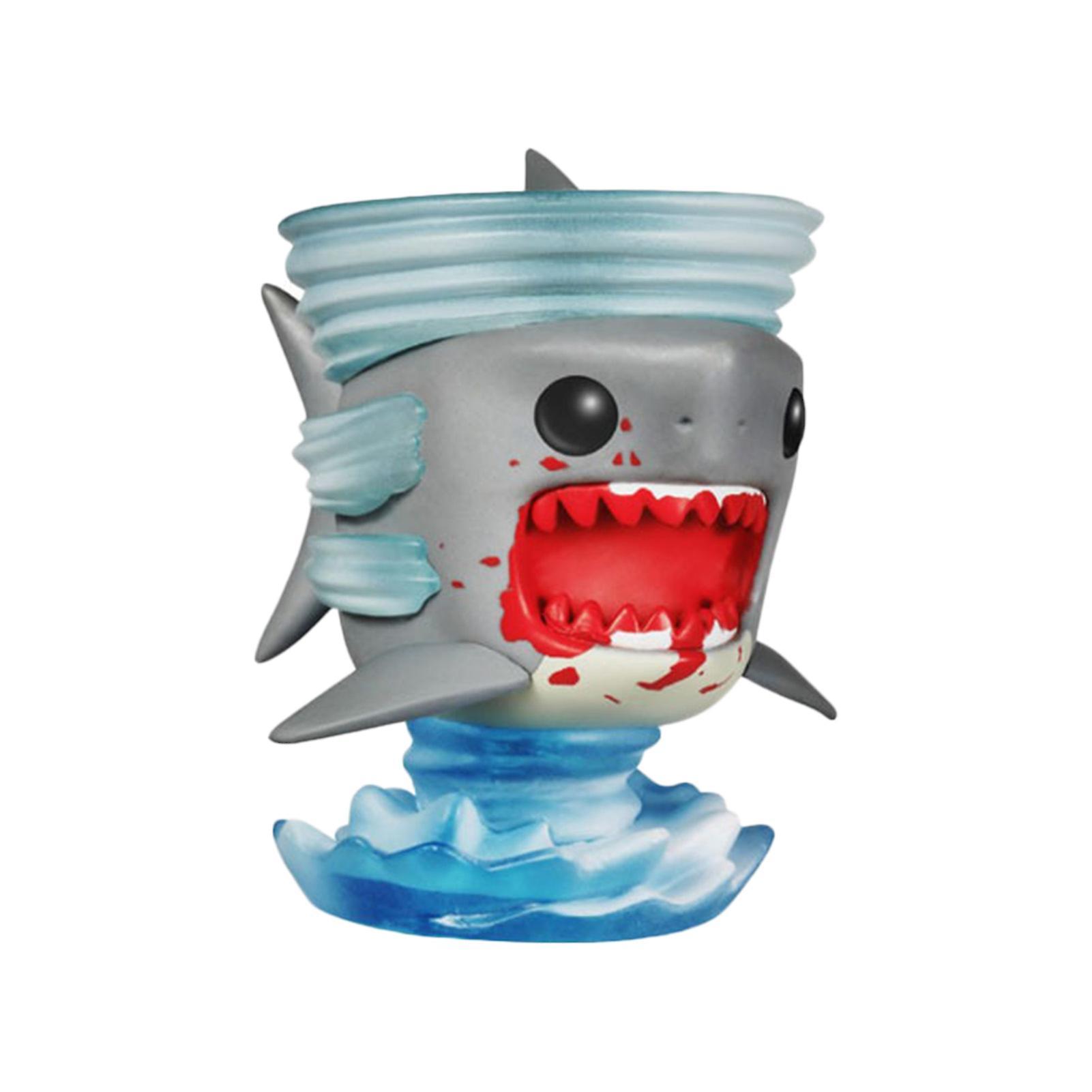 Somerway 11cm Movie Sharknado Cartoon Craft Solid Model Collectible Miniature Figurine Sci-fi Thriller Simulation Tornado-Shark Figure Red