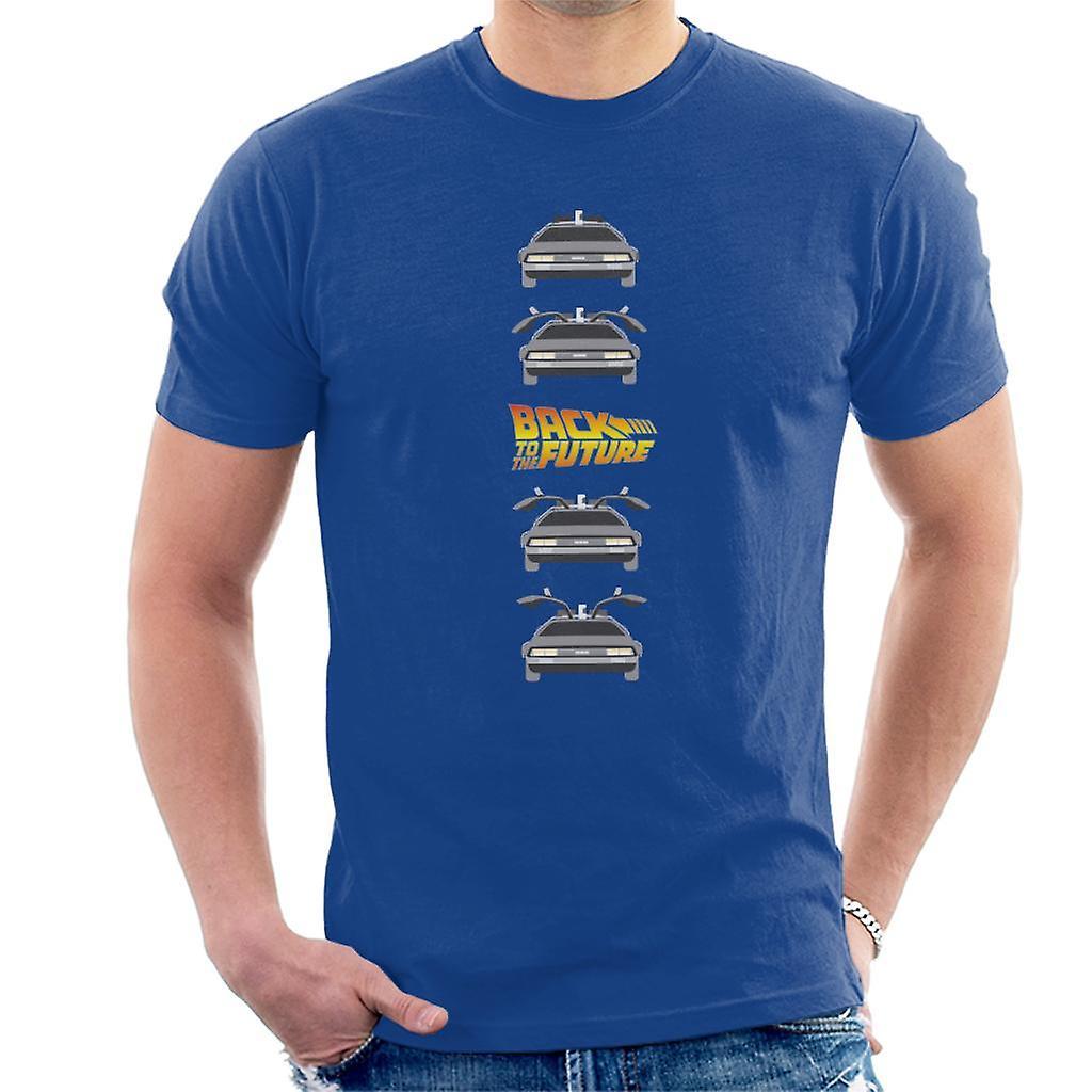 Back to the Future Delorean Doors Opening Men's T-Shirt Royal Blue X-Large