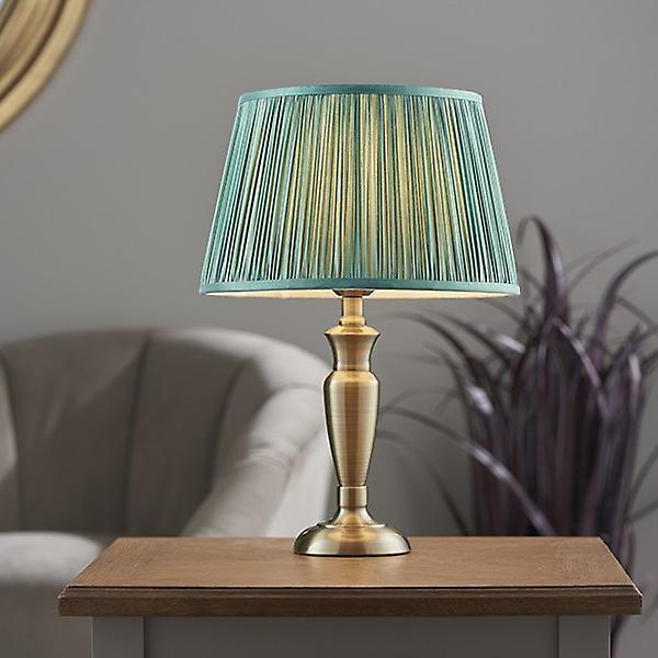 Endon Lighting Freya Table Lamp Antique Brass Plate & Fir Silk 1 Light IP20 - E27