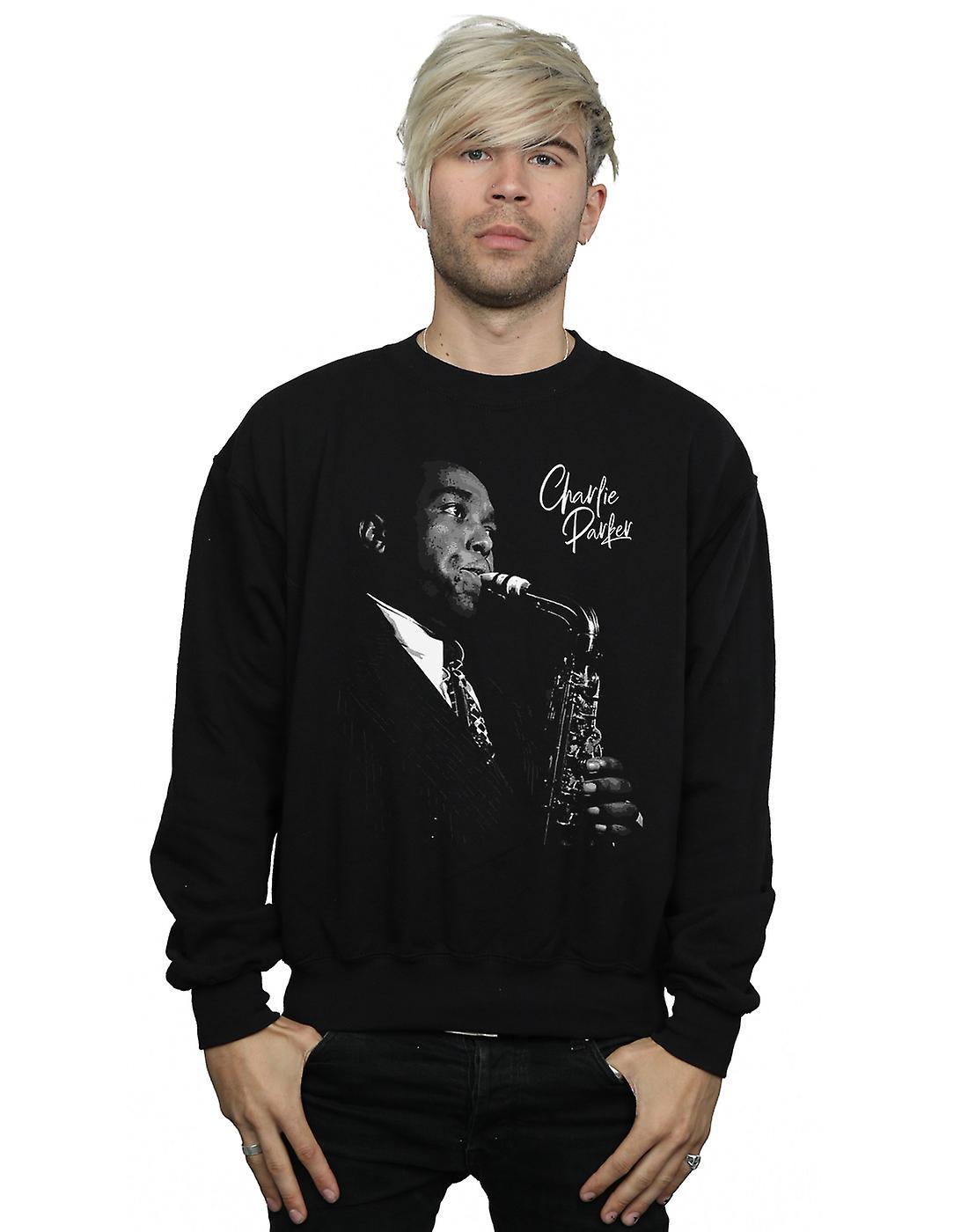 Absolute Cult Charlie Parker Men's Playing Saxophone Sweatshirt Black XXXX-Large