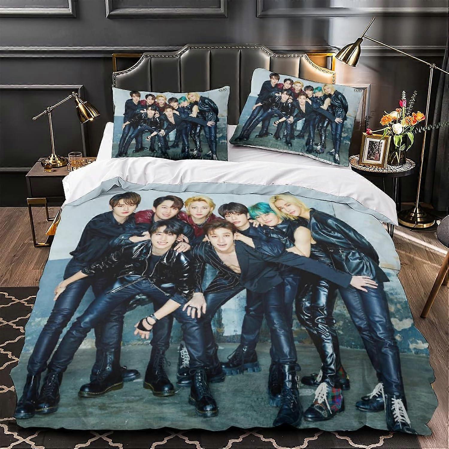 Kerota D Stray Kids Stray Kids Bedding Pillowcases Quilt Duvet Cover | Single Queen King | D Image Bedding King 135*200 CM Single135x200cm