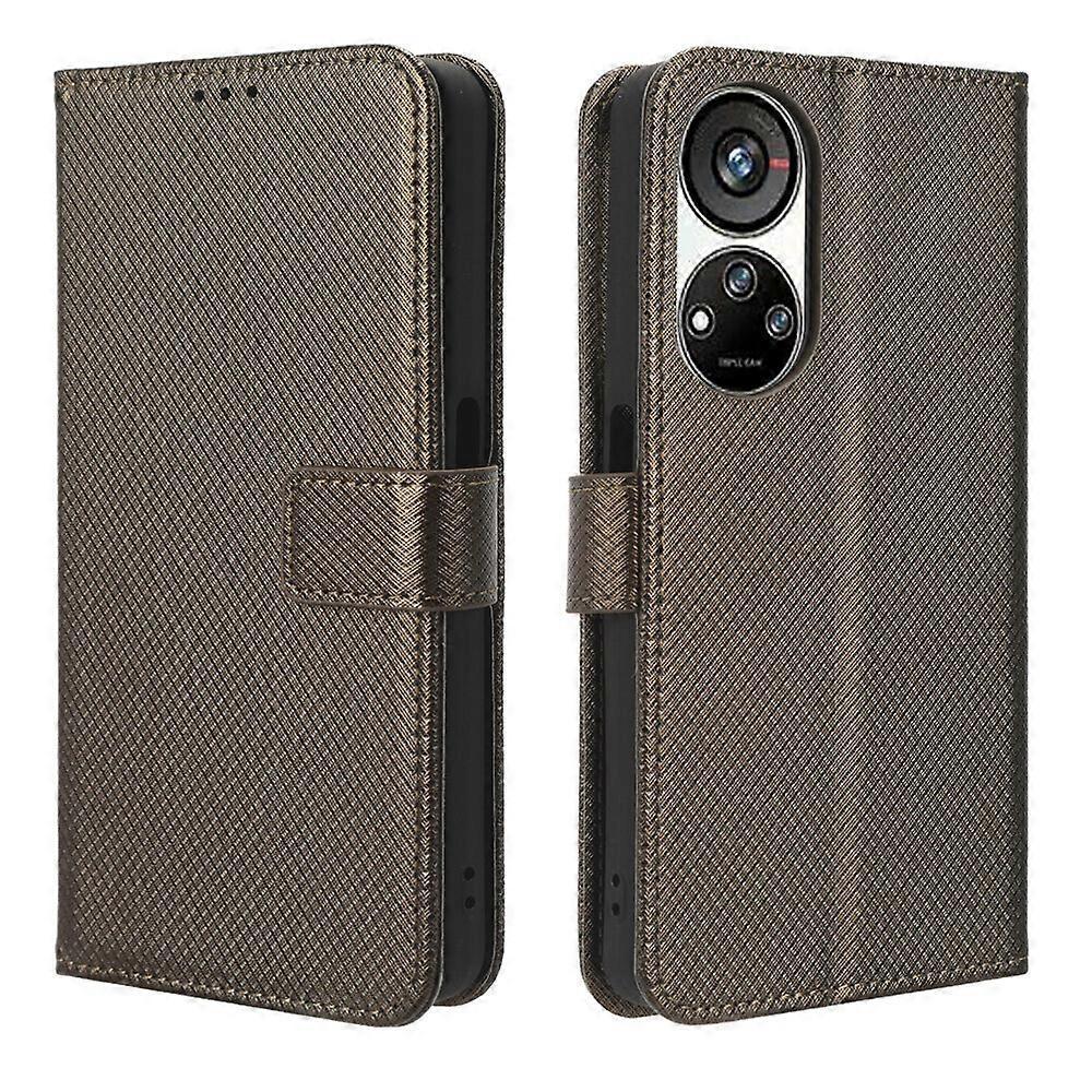 Foxdock Compatible with ZTE Blade V40S Wallet Case Diamond Pattern PU Leather Cover with Magnetic Closure Card Slots Copper