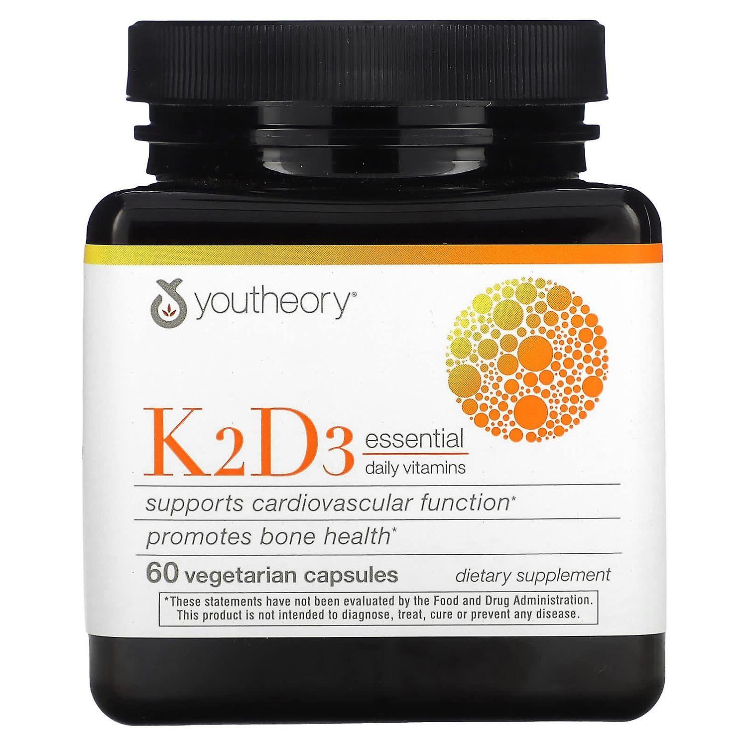 Youtheory, K2D3 Essential Daily Vitamins, 60 Vegetarian Capsules