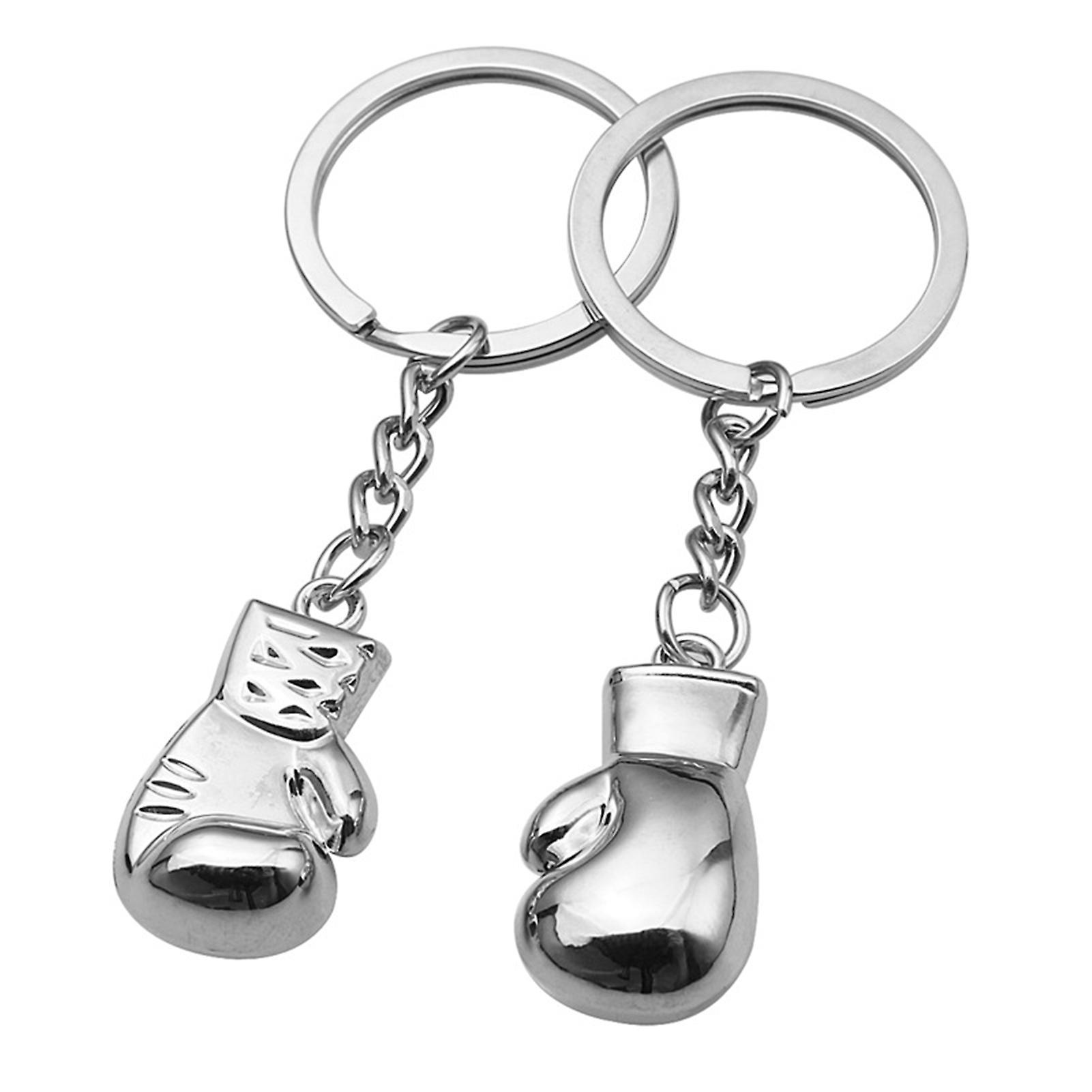 Sinknap 2pcs Boxing Gloves Keychain Silver