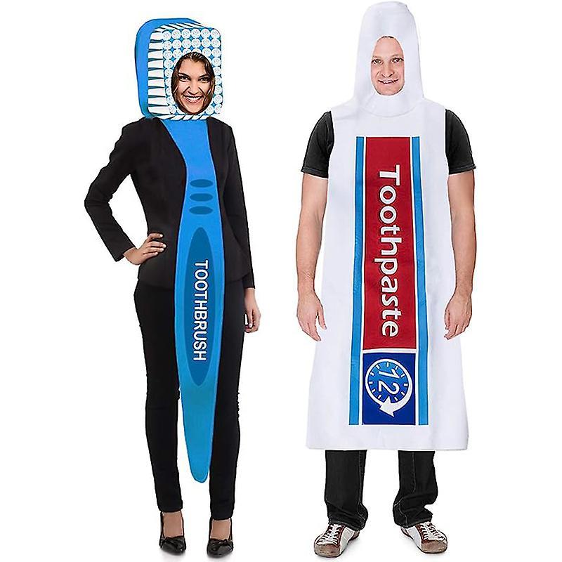 Skwtlv Adult Unisex Women Men Toothbrush Toothpaste Costume For Couple Halloween Fancy Dress Up Cosplay Adult Size