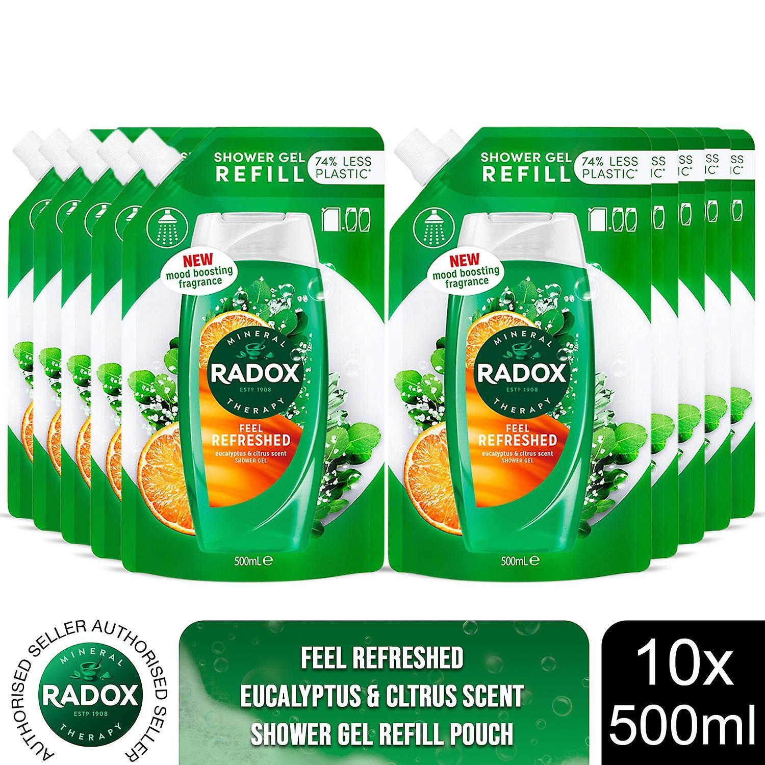 Radox Mineral Therapy Shower Gel Refill Pouch Feel Refreshed 500 ml, 10 Pack White