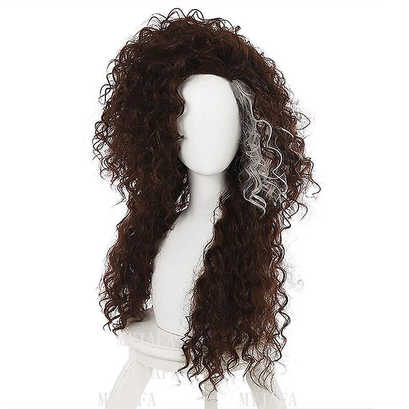 Scitoo Bellatrix Lestrange Cosplay Wig Long Brown Curly Heat Resistant Synthetic Hair Halloween Role Play Party Movie Wigs + Wig Cap One Size