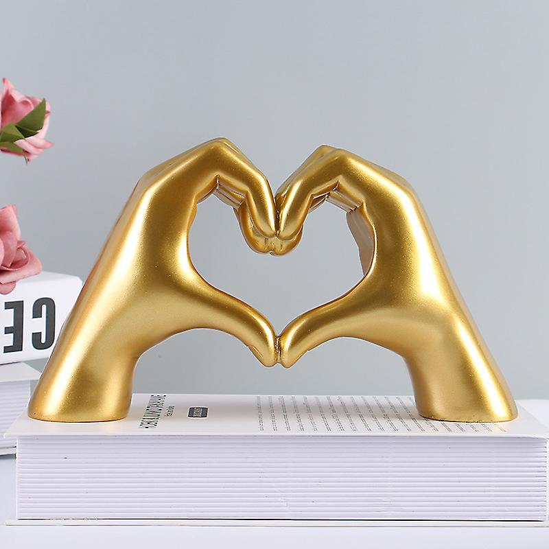 Frusde Hand Gesture Statues, Heart Hands Sculpture, Heart Gesture Statue, Home Table Decor Hand Heart Sign Statue, Heart Shape Figurine Gold