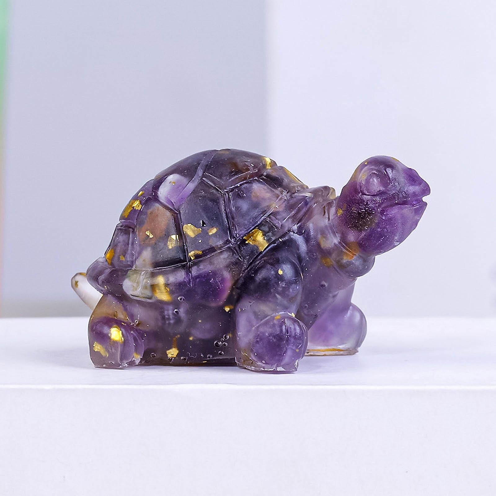 Flye Crystal Turtle Figurines  Natural Healing Amethyst Tortoise Statue Paperweight Hand Carved Pocket Sculpture Home 242193 MR