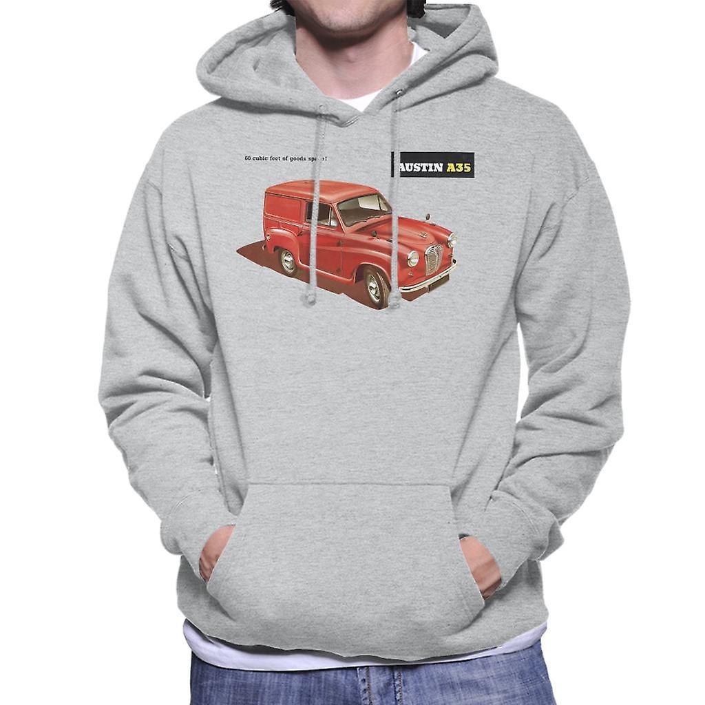 Austin A35 Goods Space British Motor Heritage Men's Hooded Sweatshirt Heather Grey X-Large