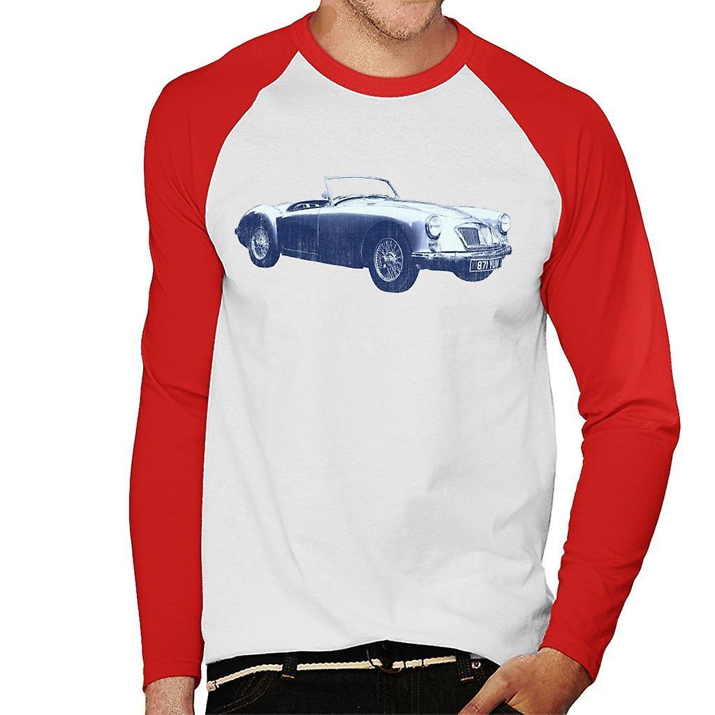 MG MGA 1962 British Motor Heritage Men's Baseball Long Sleeved T-Shirt White/Red X-Large