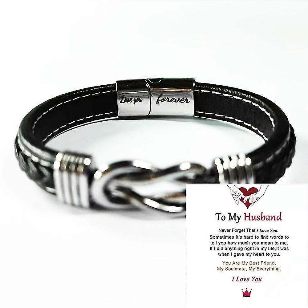 Zhiyi To My Grandson Bracelet,love You Forever Braided Leather Bracelet Men's Braided Leather Knot Bracelet