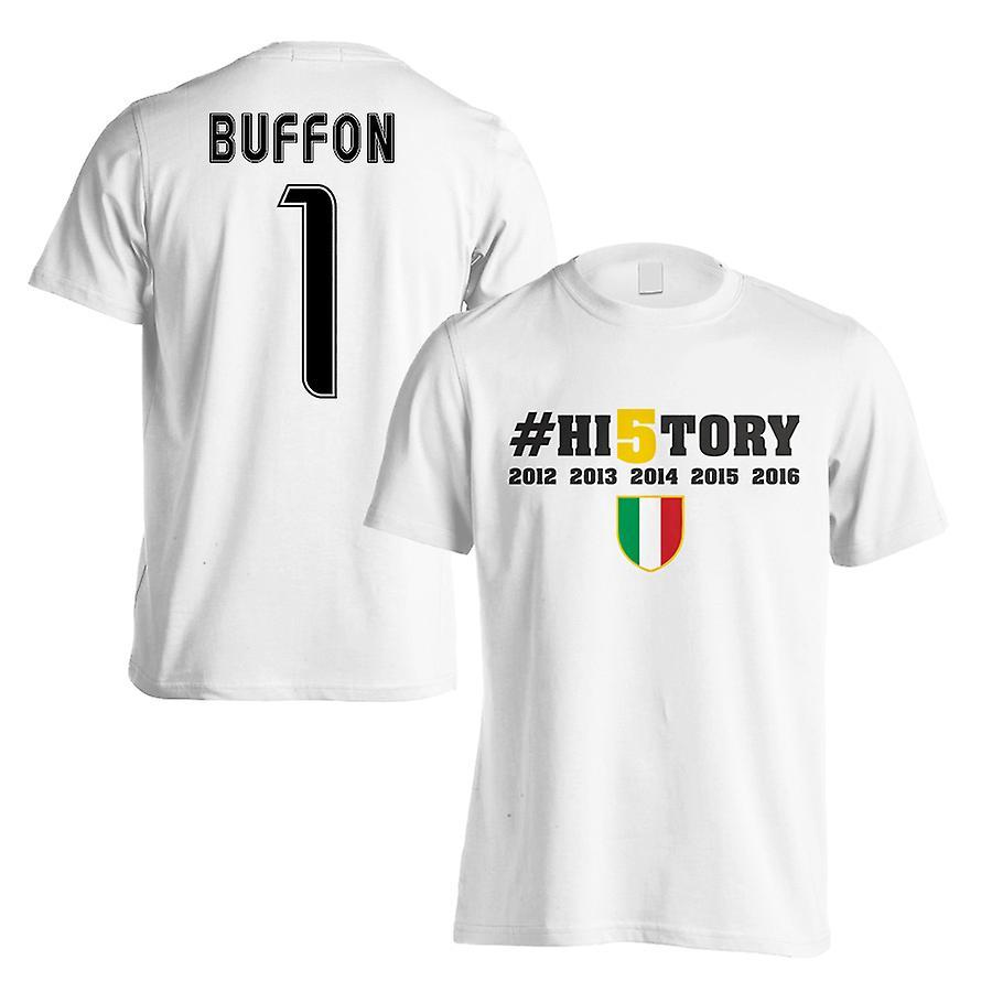 Gildan Juventus History Winners T-Shirt (Buffon 1) White - Kids XLB (12-13 Years)