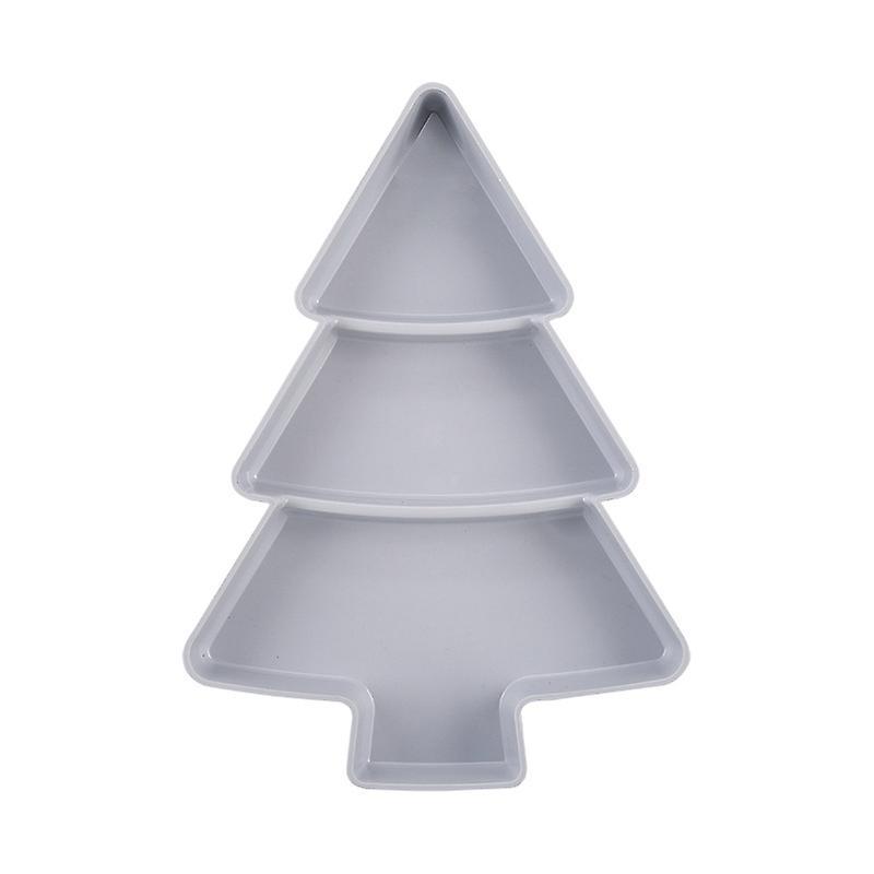 Huamade Creative Christmas Tree Shape Candy Snacks Nuts Dry Fruits Plastic Plate Snack Dishes Bowl Breakfast Tray Wedding Party Dessert Gray tree