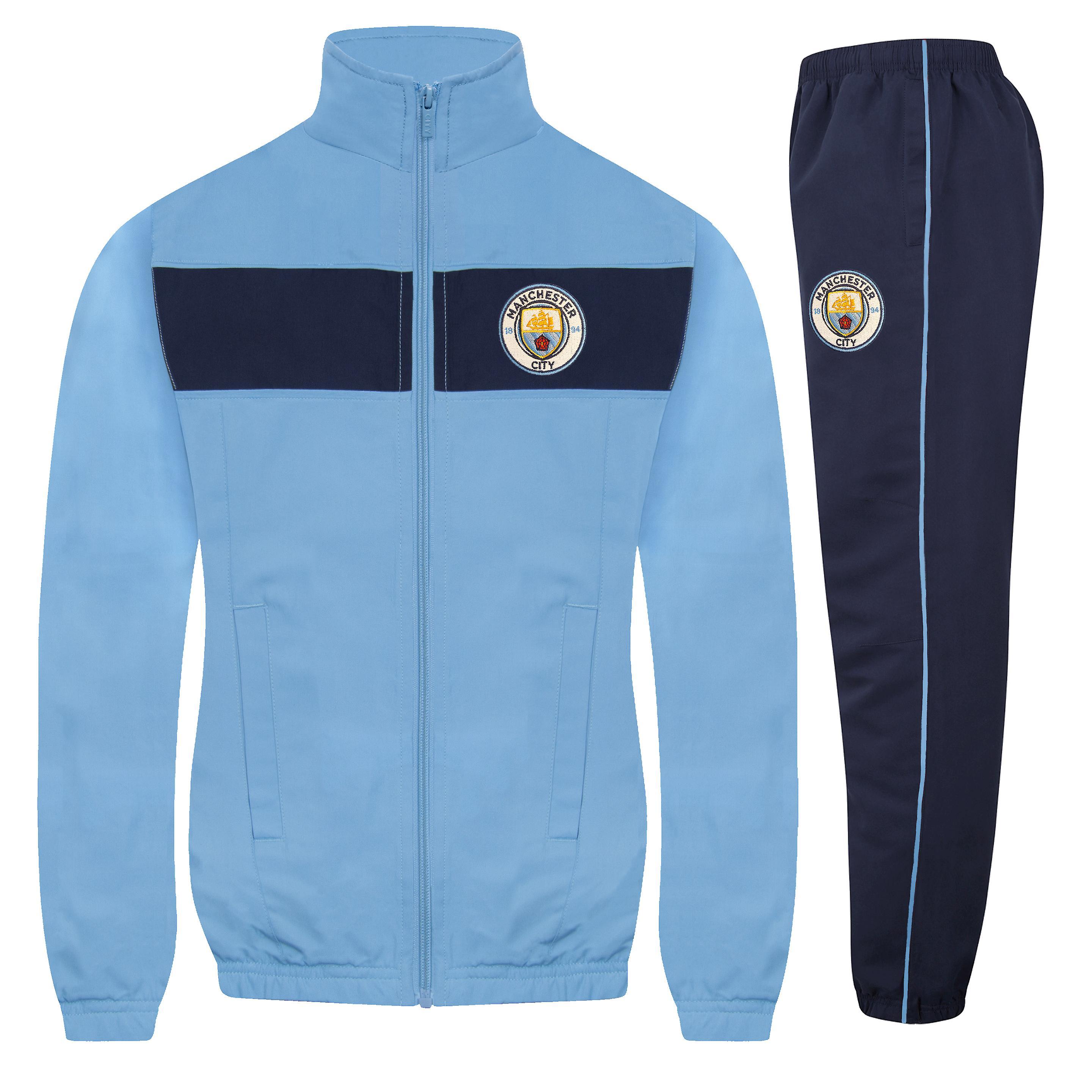 Manchester City FC Manchester City Boys Tracksuit Jacket & Pants Set Kids OFFICIAL Football Gift Navy Blue 8-9 Years