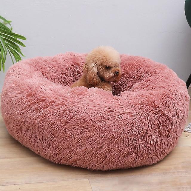 Slowmoose Sleep Luxury Soft Plush Dog Bed - Round Shape Sleeping Bag Silver 50cm