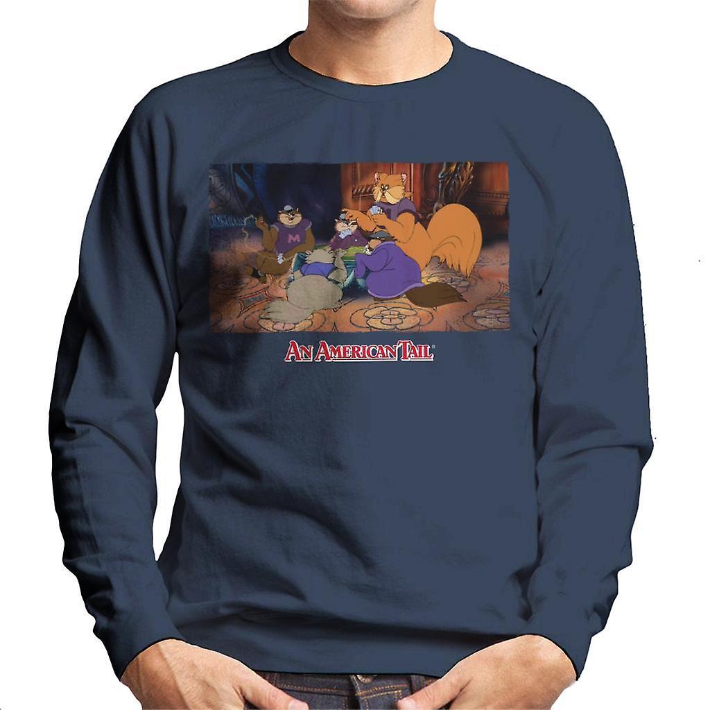 An American Tail Tiger Playing Cards Men's Sweatshirt Navy Blue Large