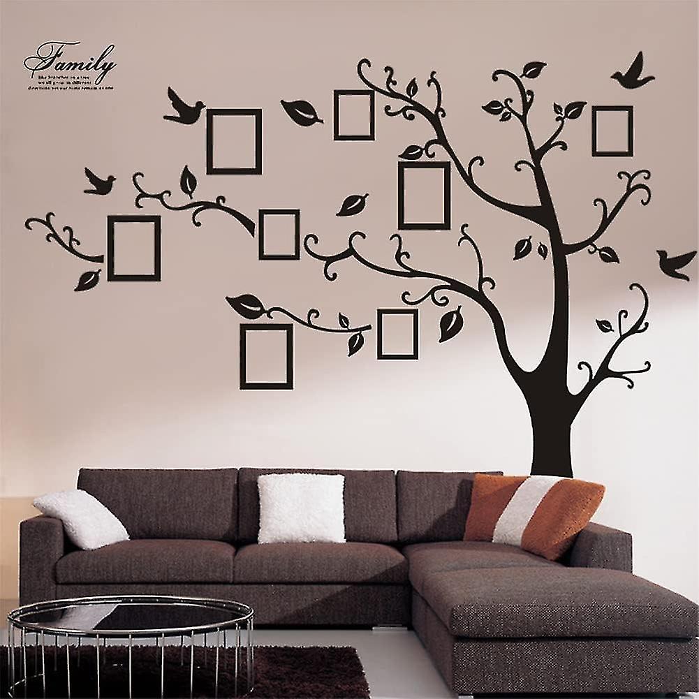 Mingerda Large Family Tree Wall Decal, Diy Black Photo Frame Tree Wall Decor Sticker Mural Decal Art Dcor For Living Room Home Decor (black Tree)