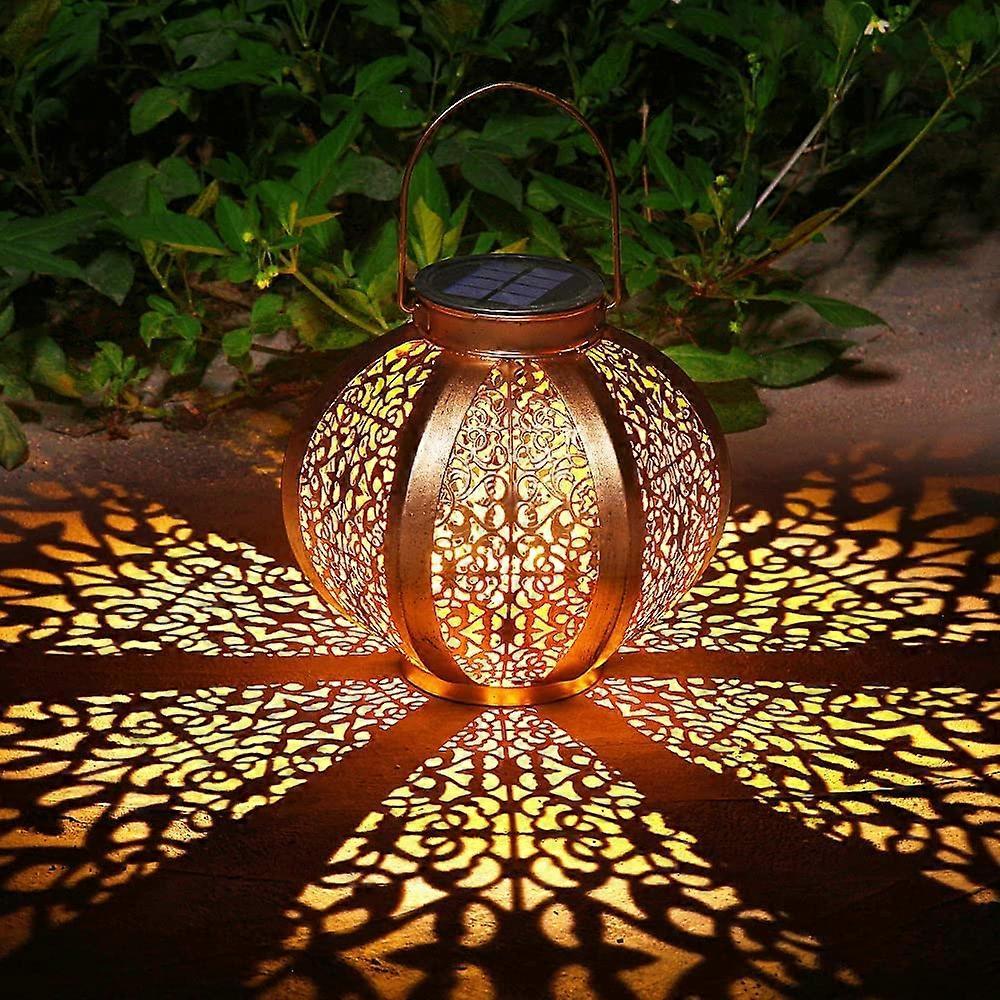 Augro Large Solar Lantern Garden Decoration Outdoor Waterproof Solar Light Patio Decorative Metal Patio Lamp