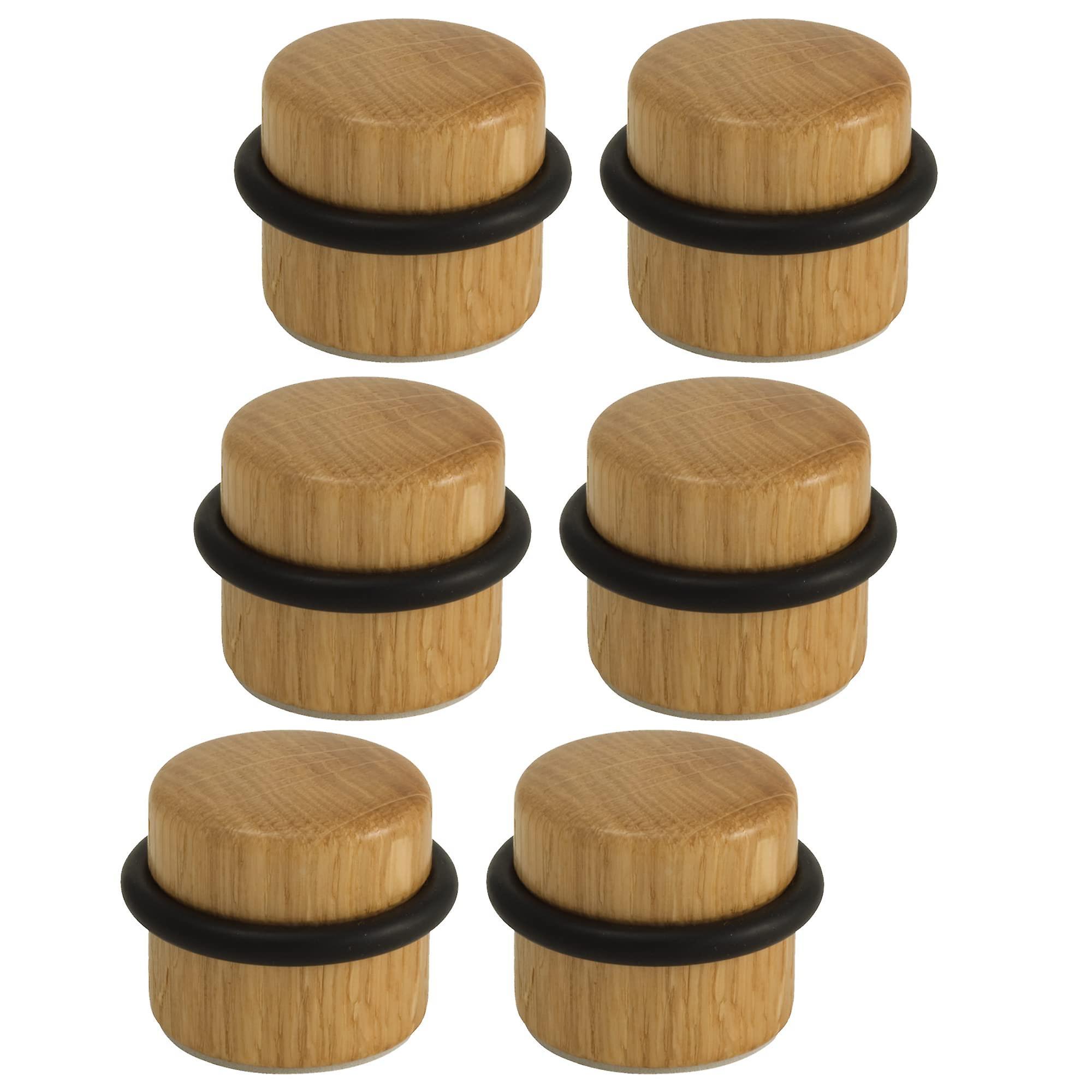 Augro Doorstops - Wooden Adhesive Doorstop For Flooring - Doorstops Protection For Doors And Walls - Pack 6 Units (oak)