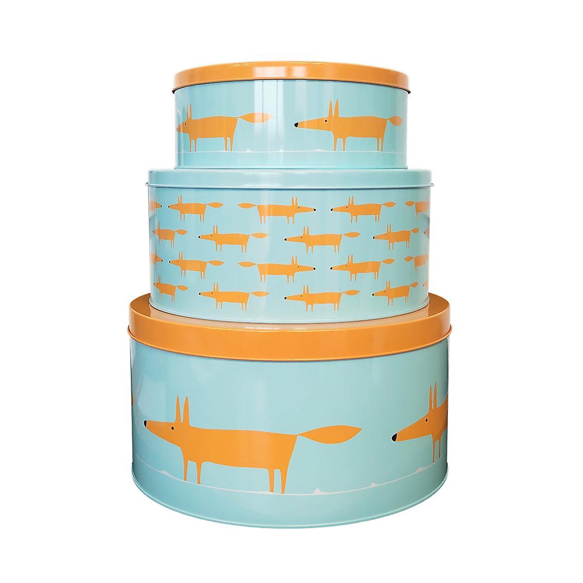 Scion Mr Fox Blue Set of 3 Round Cake Tins