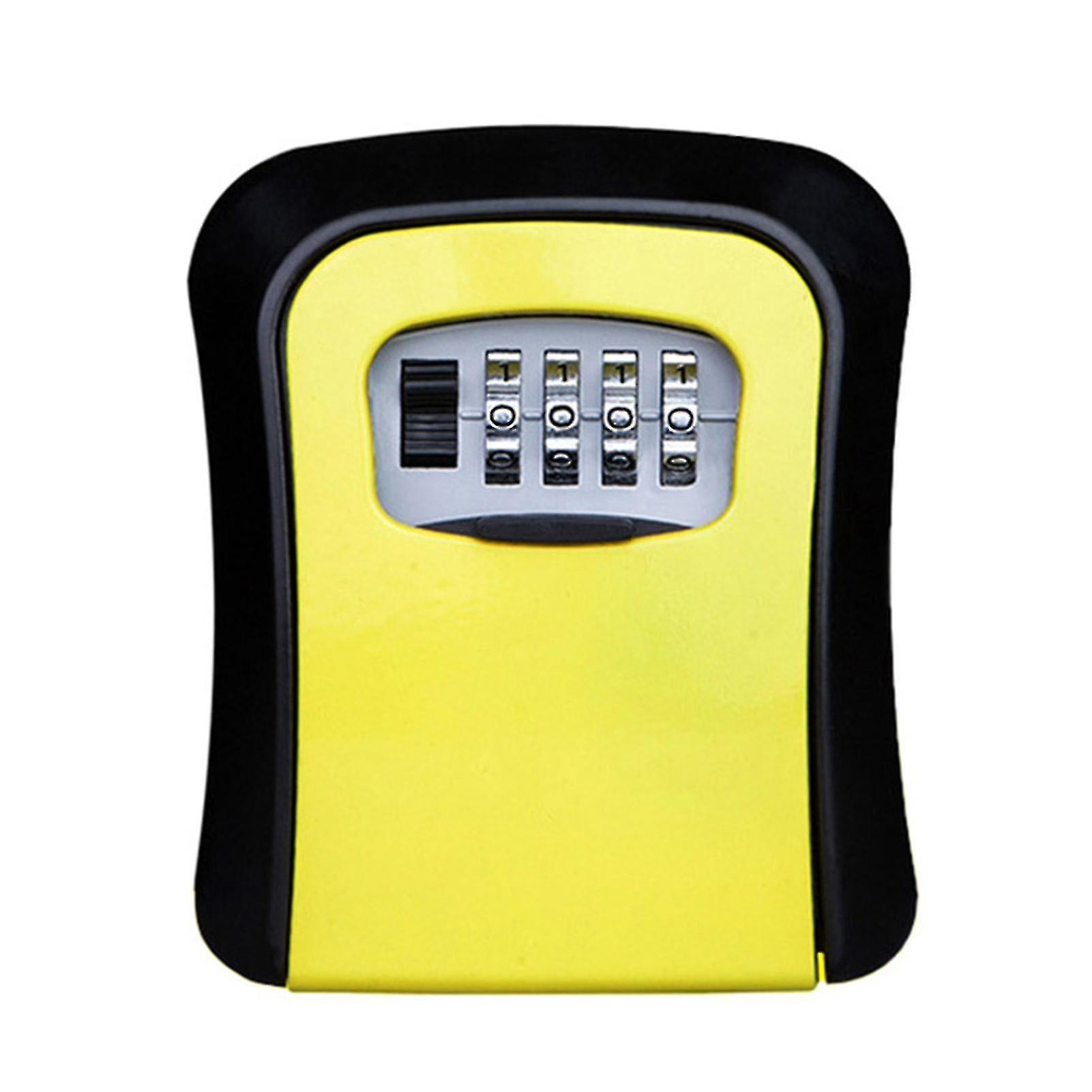 Kangboo Key Storage Lock Box Safe Security Storage Combination Wall Mount Lock Box For Outside Garage Yellow