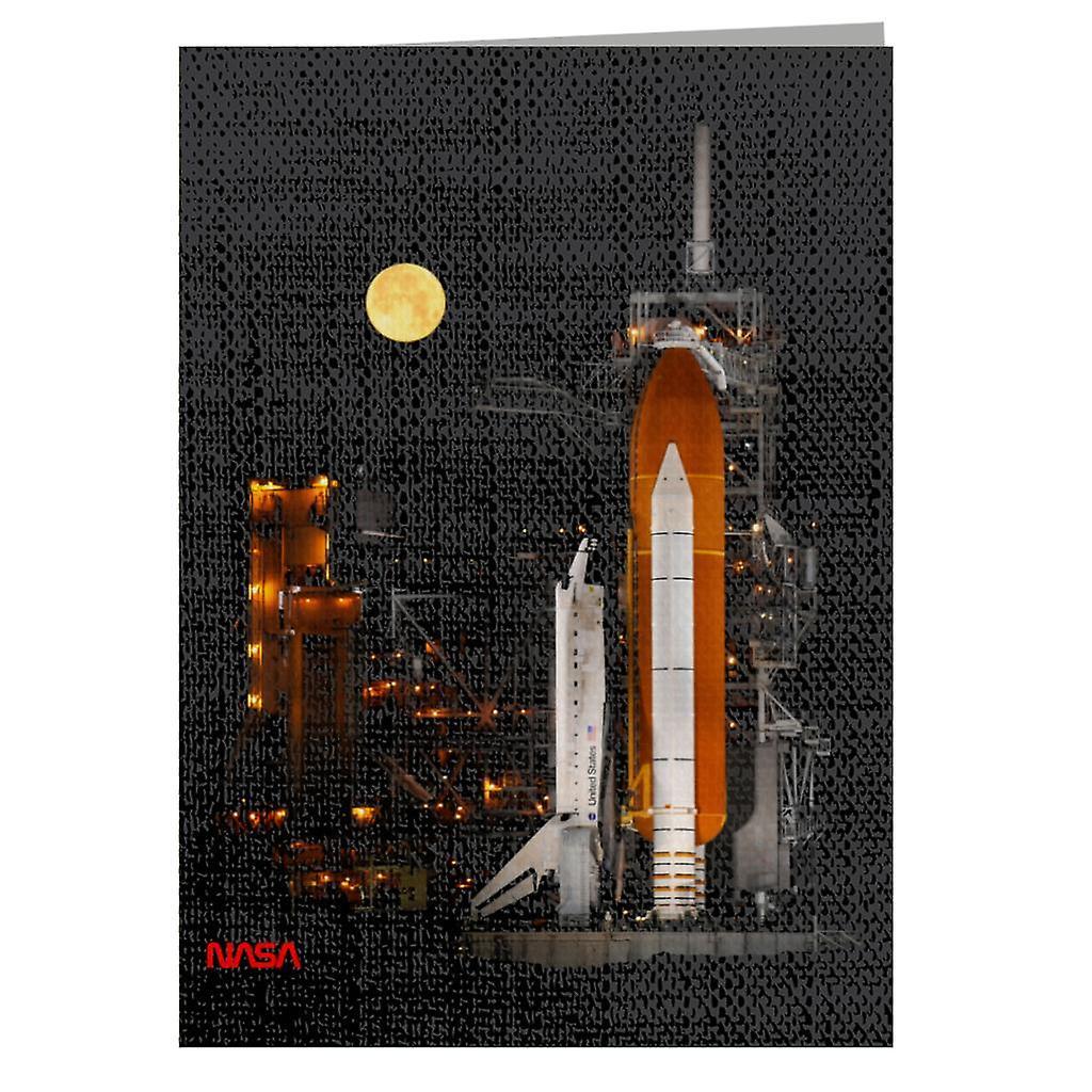 NASA STS 110 Discovery Shuttle At Launch Pad Greeting Card Black 14.5 x 21cm