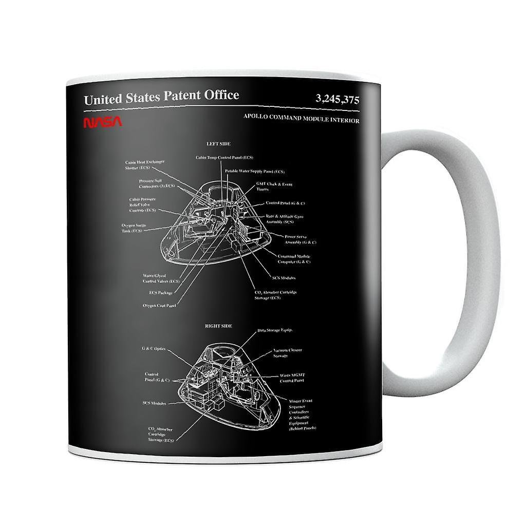 NASA Apollo Command Module Interior Blueprint Mug Black 10oz