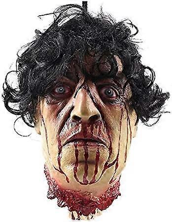 Augro Halloween Scary Props Hanging Head Life Size Latex Bloody Severed Head Evil Head Haunted House Halloween Decorations