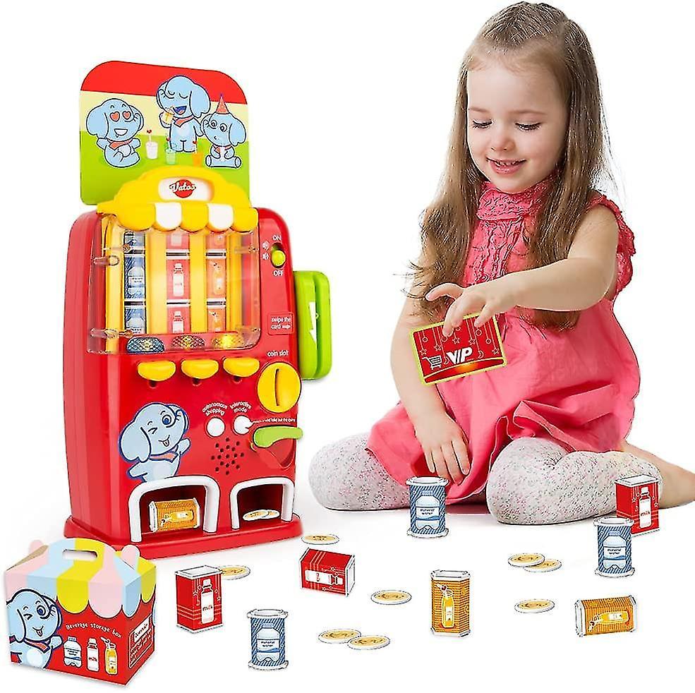 Yxuo Interactive Vending Machine Toys Play Beverage Vending Machine Vending Machine Play House red