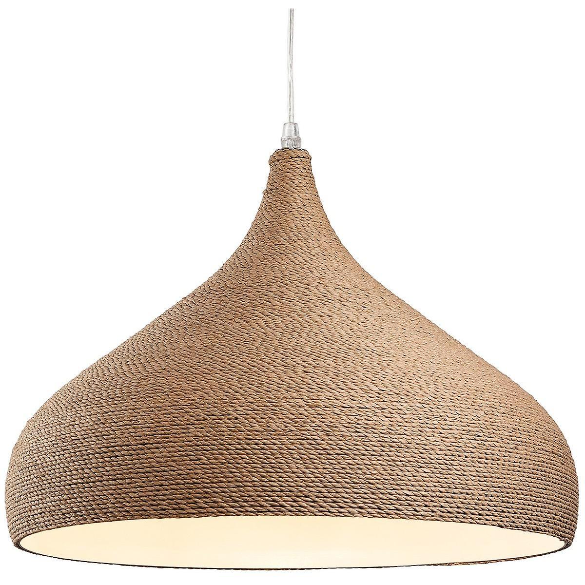 Firstlight Lighting Coast 1 Light Dome Ceiling Pendant Brown Rope, E27