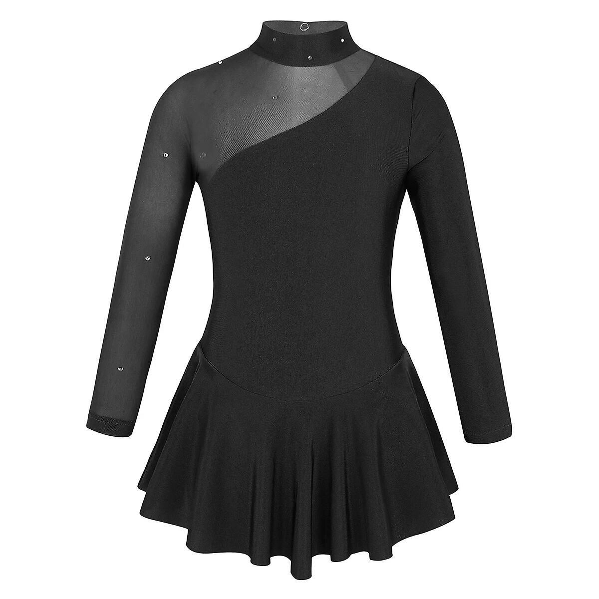 Aionyaaa Ballet Gymnastics Leotard Dress Kids Girls Ballet Leotards For Dancing Ballerina Cutouts Back Contemporary Figure Skating Dress 12 Black