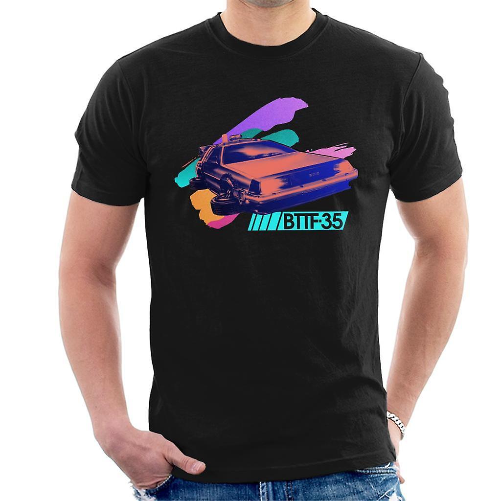 Back to the Future 35th Anniversary Delorean Flying Men's T-Shirt Black XX-Large