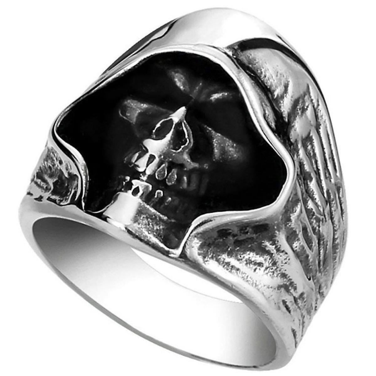 Ssrg Men's Stainless Steel Casted Grim Reaper Ring with Enamel Sizes 10