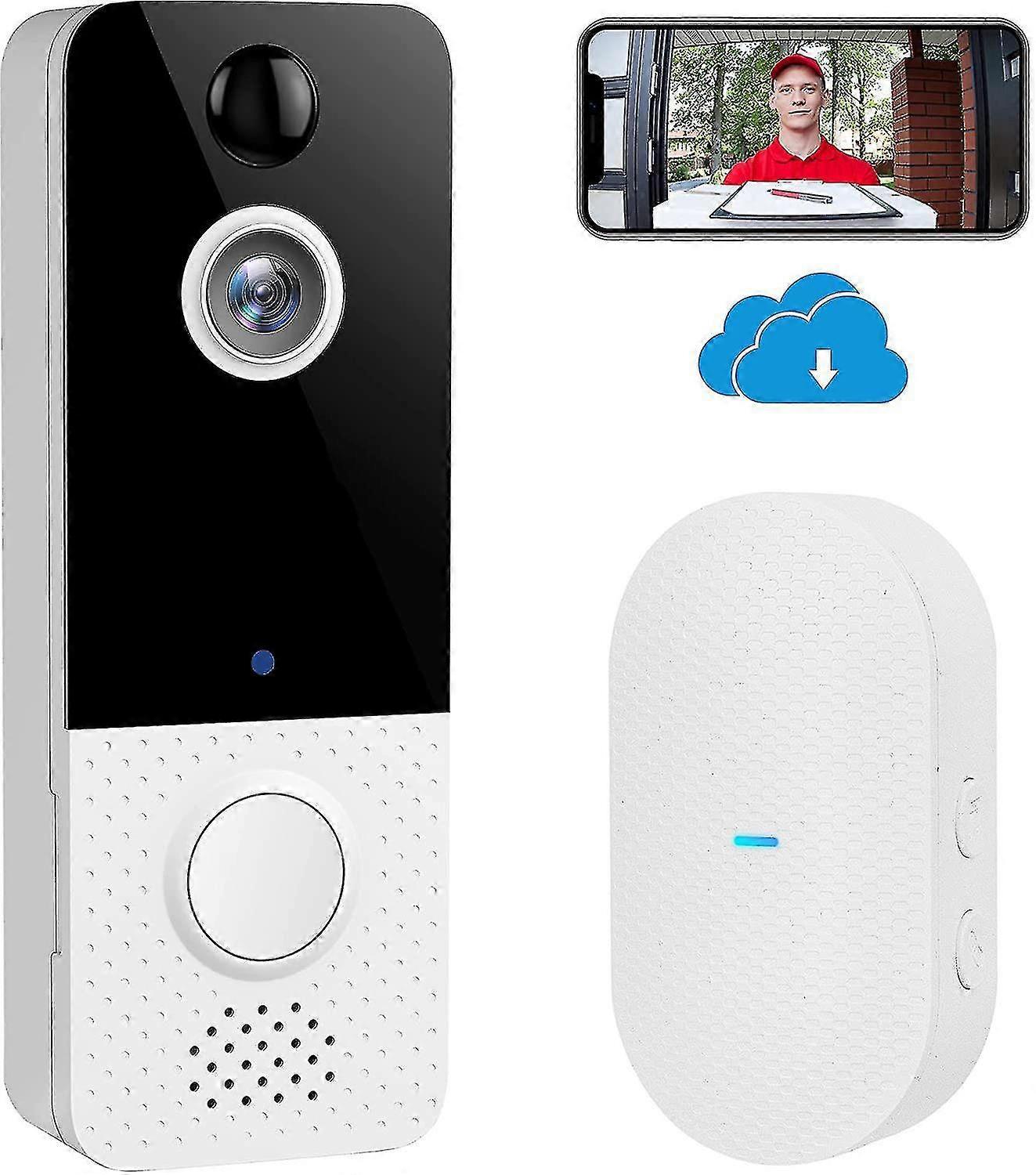 Denuotop Wireless Doorbell Camera, Smart Video Doorbell with AI Smart Human Detection, HD Live Image, 2-Way Audio White