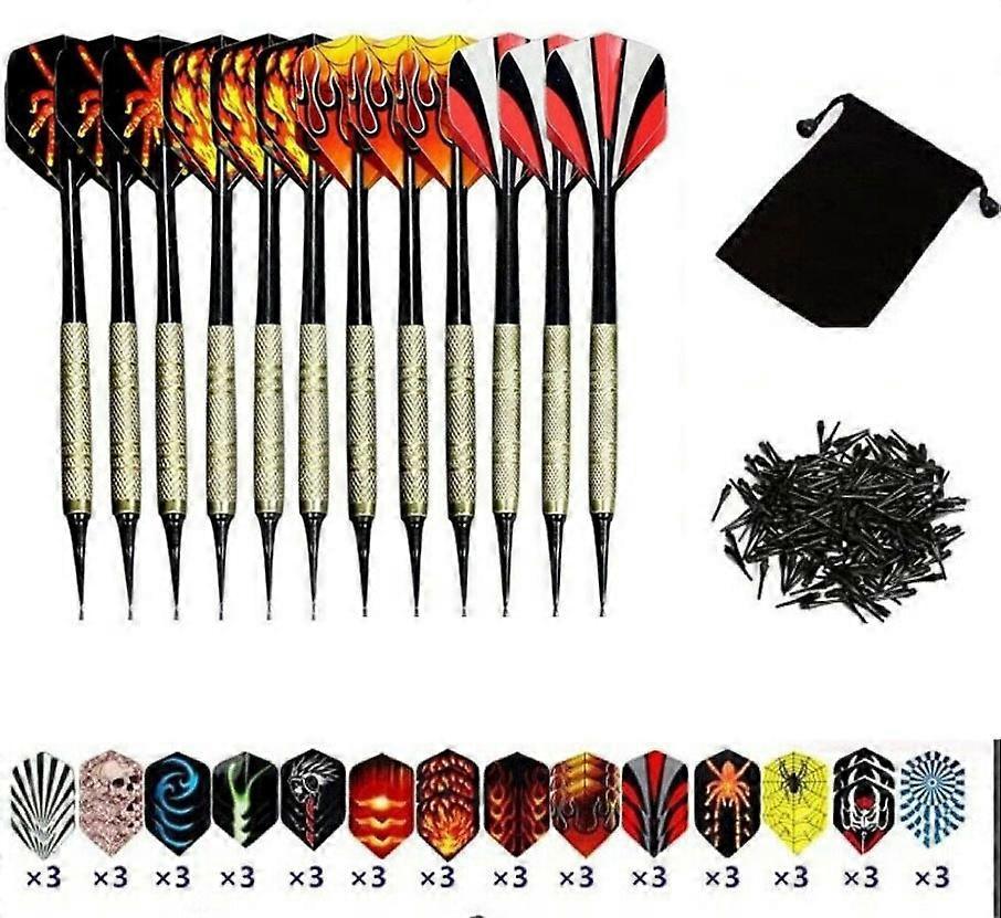 Aiyuego Darts Sets, 12 Packs Soft Darts with Soft Tip Points for Electronic Dartboard with Extra 42 Dart Flights and 100 Black Plastic Dart Tips