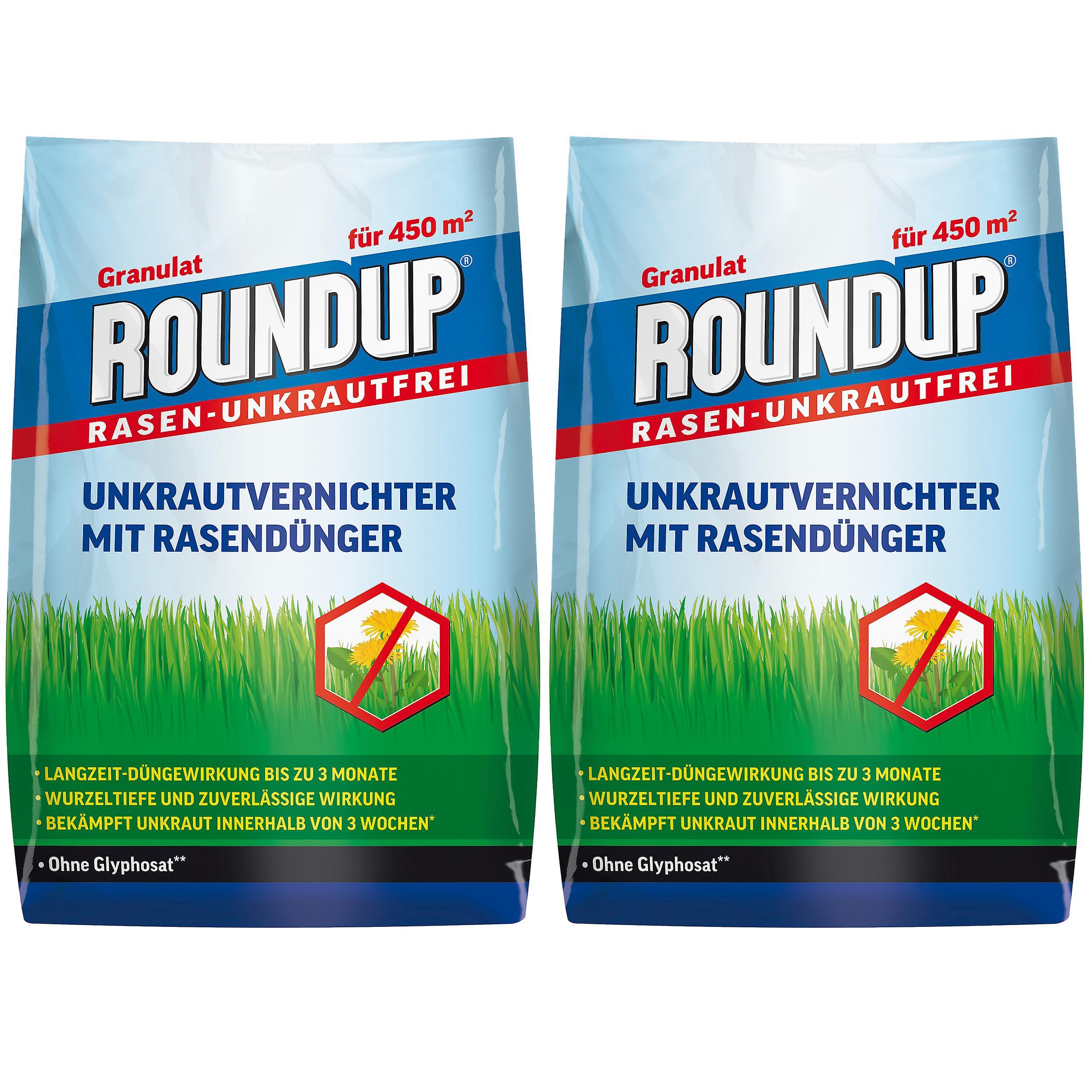 2 x ROUNDUP® Lawn Weed Free 2in1, Weed Killer with Lawn Fertilizer, 9 kg