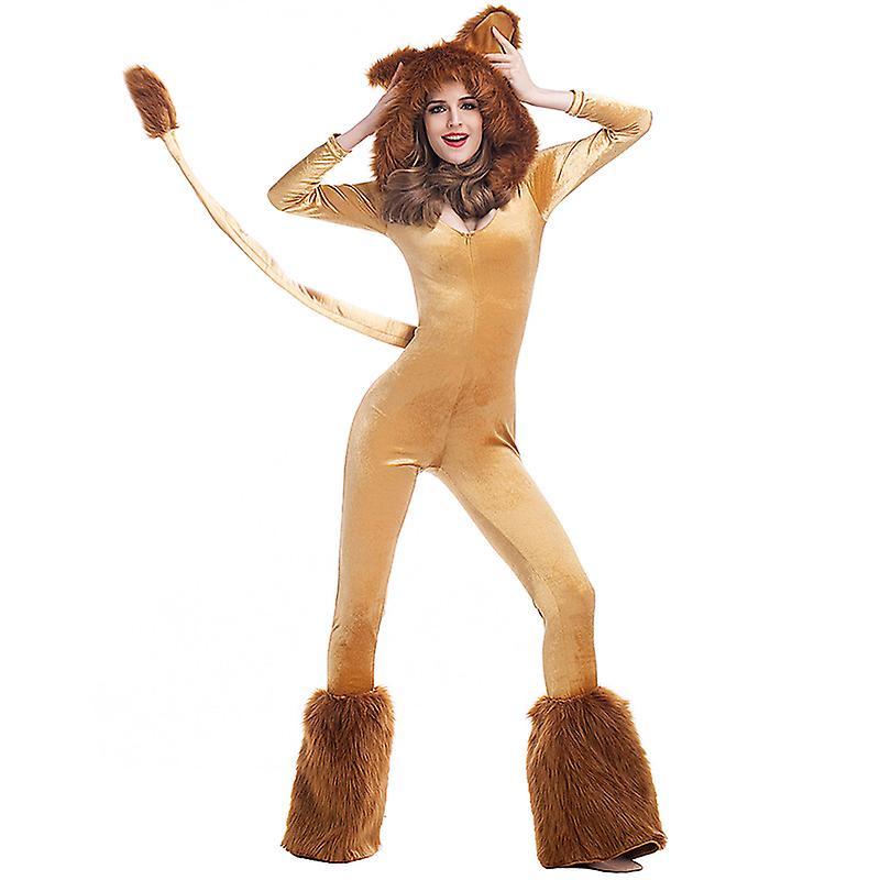 Baiyis Deluxe Lion Costume For Women Animal Cosplay Jumpsuit Stage Performance Halloween Carnival Costume M