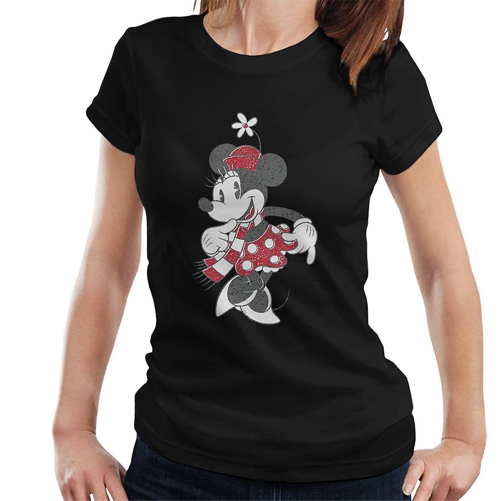 Disney Christmas Minnie Mouse Vintage Design Women's T-Shirt Black X-Large