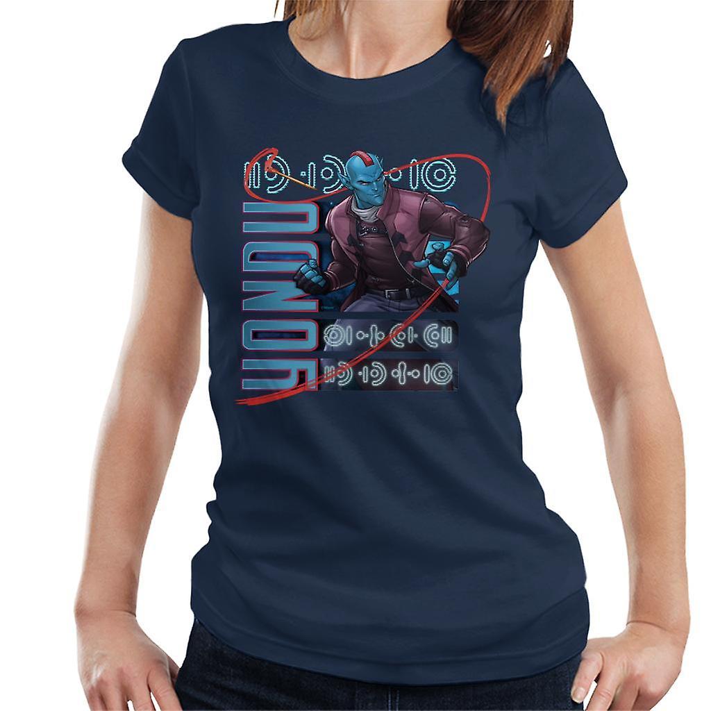 Marvel Guardians Of The Galaxy Cartoon Yondu Women's T-Shirt Navy Blue Medium