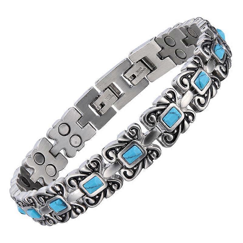 Lycxames Magnet Bracelet, Carbon Blue Titanium Magnetic Therapy Bracelet, Magnetic Slim Fit Bracelet