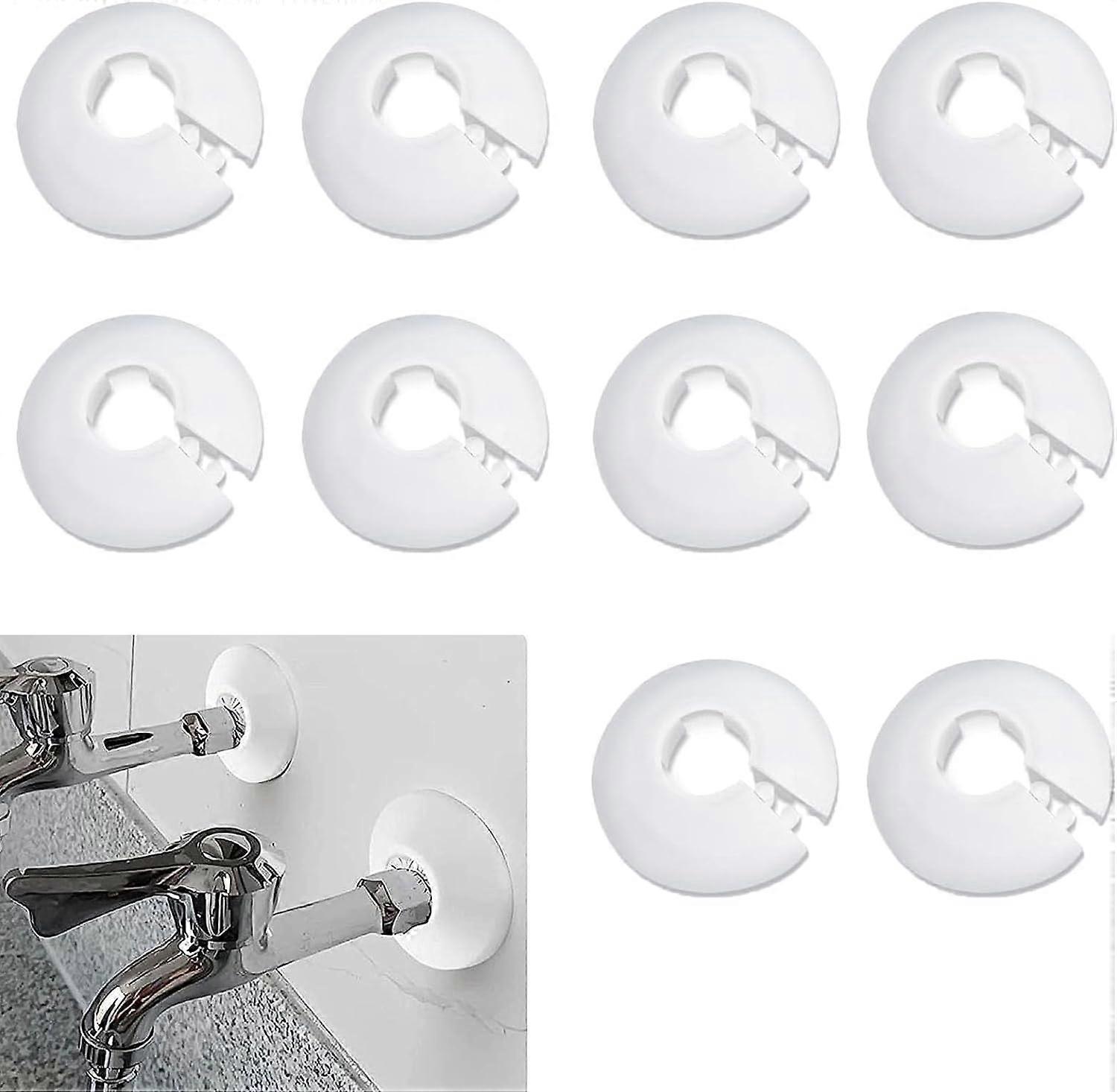 Ersam Pack of 10 Radiator Pipe Caps, White Plastic Pipe Cap Sets, Plastic White Collar Neat Decor, Suitable for 16mm Diameter Pipes