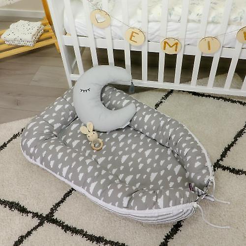 Puckdaddy Babynest Clara 105x60cm Clouds Pattern in Grey with Zipper