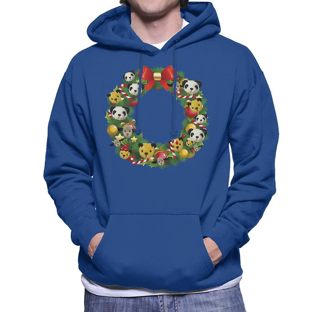 Sooty Christmas Wreath Men's Hooded Sweatshirt Royal Blue Large