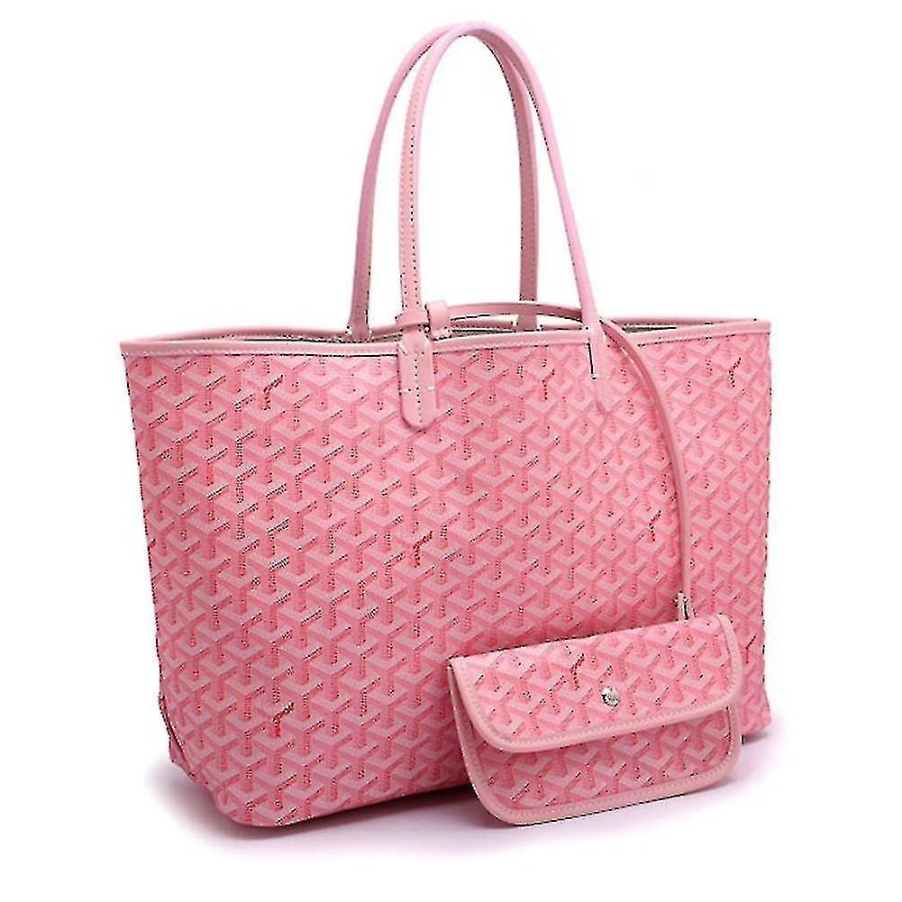 Windo Women"s Pu Leather Tote Bag Portable Large Capacity Shoulder Bag Waterproof Beach Pocket Pink