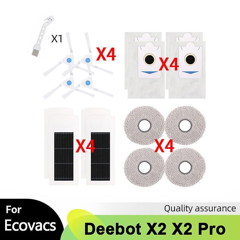 For Ecovacs Deebot X2 omni / X2 Pro / X2 Robot Vacuum Accessories Roller Main Side Brush Hepa Filter Mop Cloth Dust Bag Parts   Carpet Sweepers SET 6