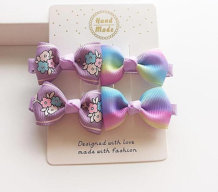 Slowmoose Cute Hair Clip Accessories, Headwear Baby Ribbon Bow Hairpins Full Cover Clips Set-R