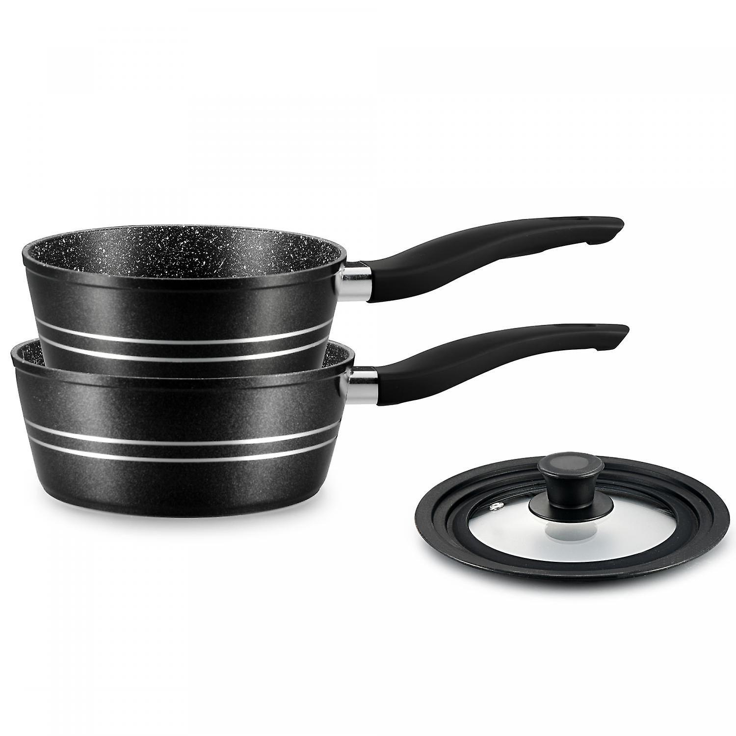 Pricenet Royalty Line RL-FS2M: 3 Piece Pot Set With Marble Coating Black