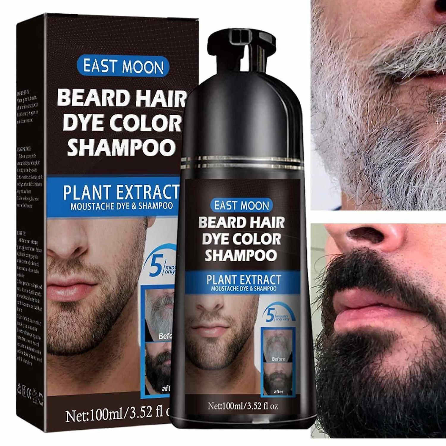 Frusde Beard Dye Shampoo For Men, Men Mustache & Beard Dye For Gray Hair To Black, Beard Dye For Men Black In 5 Minutes, Removing White Grey Beard ...